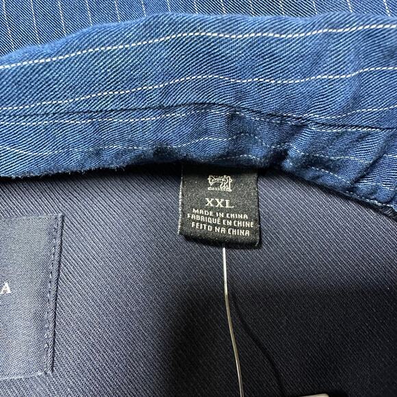 Scotch & Soda NWT Indigo Tencel Striped Men's Button Up Shirt Size XXL Soft Cozy - Picture 5 of 12